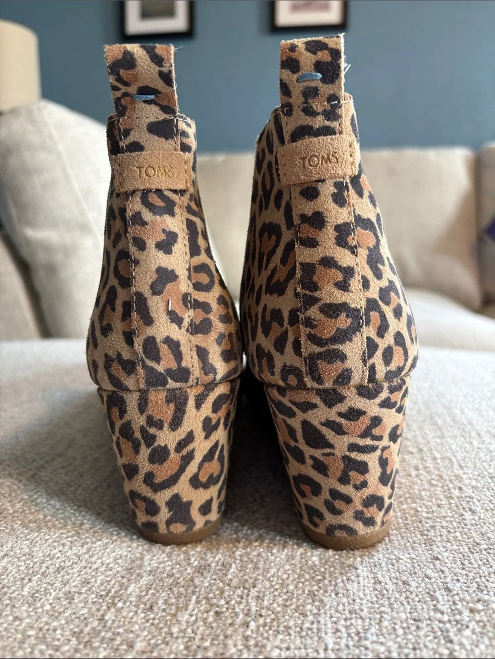 Toms Leopard Print Wedge Ankle Boots - Brown/Black